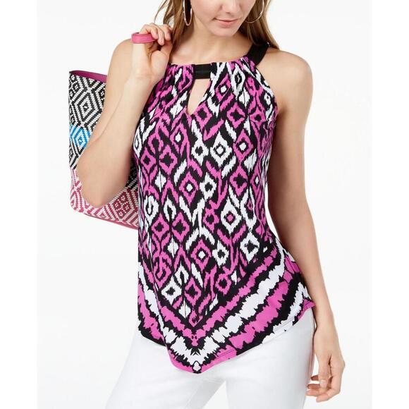 Inc International Concepts Womens Petite Handkerchief Hem Printed Top Size PM - Picture 1 of 1